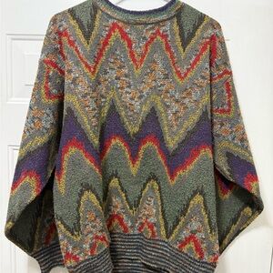 Vintage Colorful Zigzag Pattern Sweater rainbow drip size Large